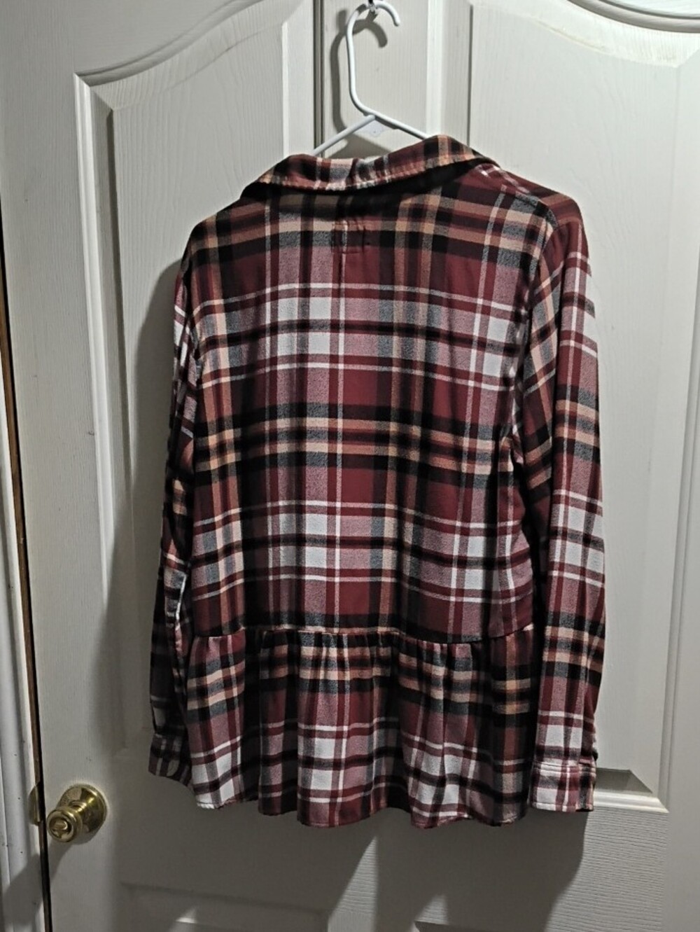American Eagle Outfitters Burgundy Plaid Button-Up Top - Picture 3 of 4